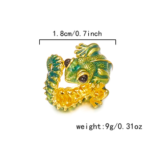 Bague ajustable Rinhoo au design créatif, motif lézard vert, en émail, pour femme, style gothique animalier, bijou de tous les jours et de fête - Product Image 6
