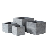 Set Vas Pot Bunga Beton Persegi Besar Warna Abu-abu Desain Minimalis Tahan Lama dengan Lubang Drainase untuk Penggunaan di Rumah, Taman, Lantai Grosir