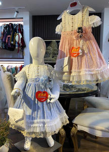 Robe en coton pour filles, vêtement princesse, dentelle, manches 3d, jupe fantaisie, pour enfants, nouvelle collection, prix d'usine - Product Image 6