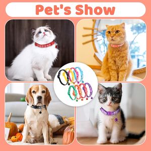 Collier pour chat et chien en nylon réglable avec clochette, motifs de pattes multicolores, vente en gros du fabricant - Product Image 5