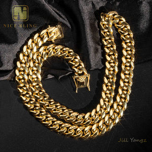 Collar chapado en oro de 18K, cadena de eslabones cubanos de calidad 5A + CZ, collar de moda Hip Hop de acero inoxidable 316L para hombres y <span class=keywords><strong>mujeres</strong></span> - Product Image 6