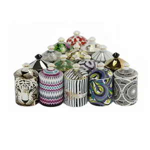 定制哑光陶瓷蜡烛罐批发空蜡烛制作豪华大象脸陶瓷架灯笼和蜡烛罐