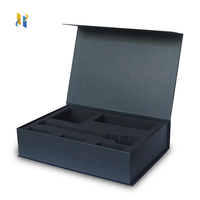 Boîtes cadeaux pliantes magnétiques de luxe personnalisées, emballage noir pour cosmétiques, rouge à lèvres, boîte d'expédition avec insert en mousse EVA