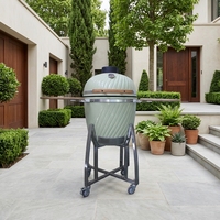 Barbecue au charbon de bois en céramique AUPLEX de 20 pouces avec support haut, barbecue d'extérieur pour la terrasse et la cuisine en plein air