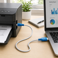 Cable de Impresora USB 2.0 de Alta Velocidad, Cable de Datos USB A a B para Impresora HP, Canon, Epson, Dell, Brother, Laptop, Fax