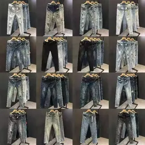 Pantalones vaqueros de los hombres de alta calidad de un solo botón liso estilo casual pantalones vaqueros de los hombres 501 del fabricante de Vietnam