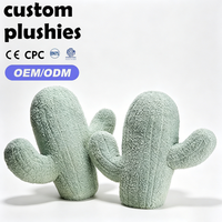 Coussins en peluche vert clair en forme de cactus, vente en gros d'usine, oreiller doux pour la peau en peluche courte, rembourré en coton PP pour canapé