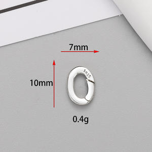 แหวนสปริงปิดจี้รูปวงรีทรงโค้งสีเงิน925แบบปรับแต่งได้ - Product Image 3