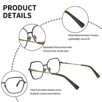 Gafas de Lectura Unisex con Receta, Monturas Metálicas Cuadradas Personalizadas con Lentes de PC