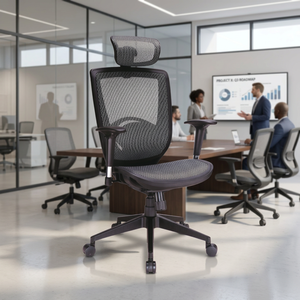 Silla Ejecutiva de Malla para Computadora con Base Giratoria y Altura Ajustable para Uso Comercial Moderno y Oficina en Casa - Product Image 1