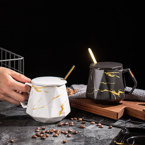 Nordic Style Ceramic Mug With Lid And Spoon <b>Set</b> For Coffee Tea Gift - Product Image 1