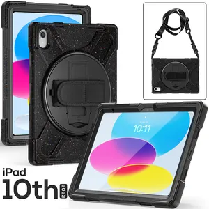 New design silicone cover case for iPad 10th Generation 10.9 inch 2022 built hands strap and 360 rotate stand