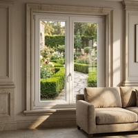 Ventanas Francesas Modernas de Aluminio con Doble Acristalamiento, Vidrio Templado Low-E, Aislamiento Térmico, Calificadas por Energy Star