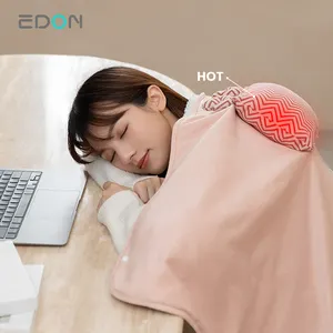 批发广东粉色法兰绒自加热垫电热毯电热可洗软毯用于背部疼痛