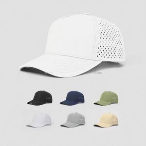 Blank <b>Plain</b> Golf Hat Men Hydro Curved Brim 5 Panel Laser Cut Hole Snapback Perforated Golf Baseball Hat <b>Caps</b> - Product Image 3