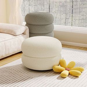 Taburete en forma de T color crema, adecuado para uso doméstico en la sala de estar, sofá, taburete redondo, taburete bajo moderno, asiento creativo - Product Image 1