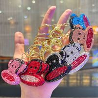 Porte-clés singe en strass, breloque de sac mignonne en cristal en forme de singe