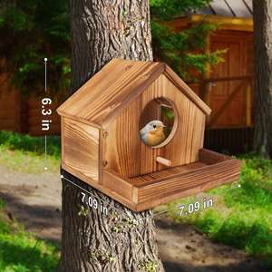 Nido per Uccelli da Esterno in Legno Massello Classico Carbonizzato ad Alta Temperatura, Casetta per Allevamento Piccioni e Pappagalli - Product Image 6