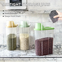 Récipients de stockage d'aliments en plastique au design moderne avec couvercle hermétique Bocaux de rangement de cuisine pour haricots, céréales, pâtes, collations Boîte de rangement