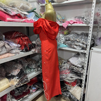 Robe longue rouge plissée à paillettes de haute qualité à sept couleurs, couture à la main, sexy, pour soirée, robe bandage
