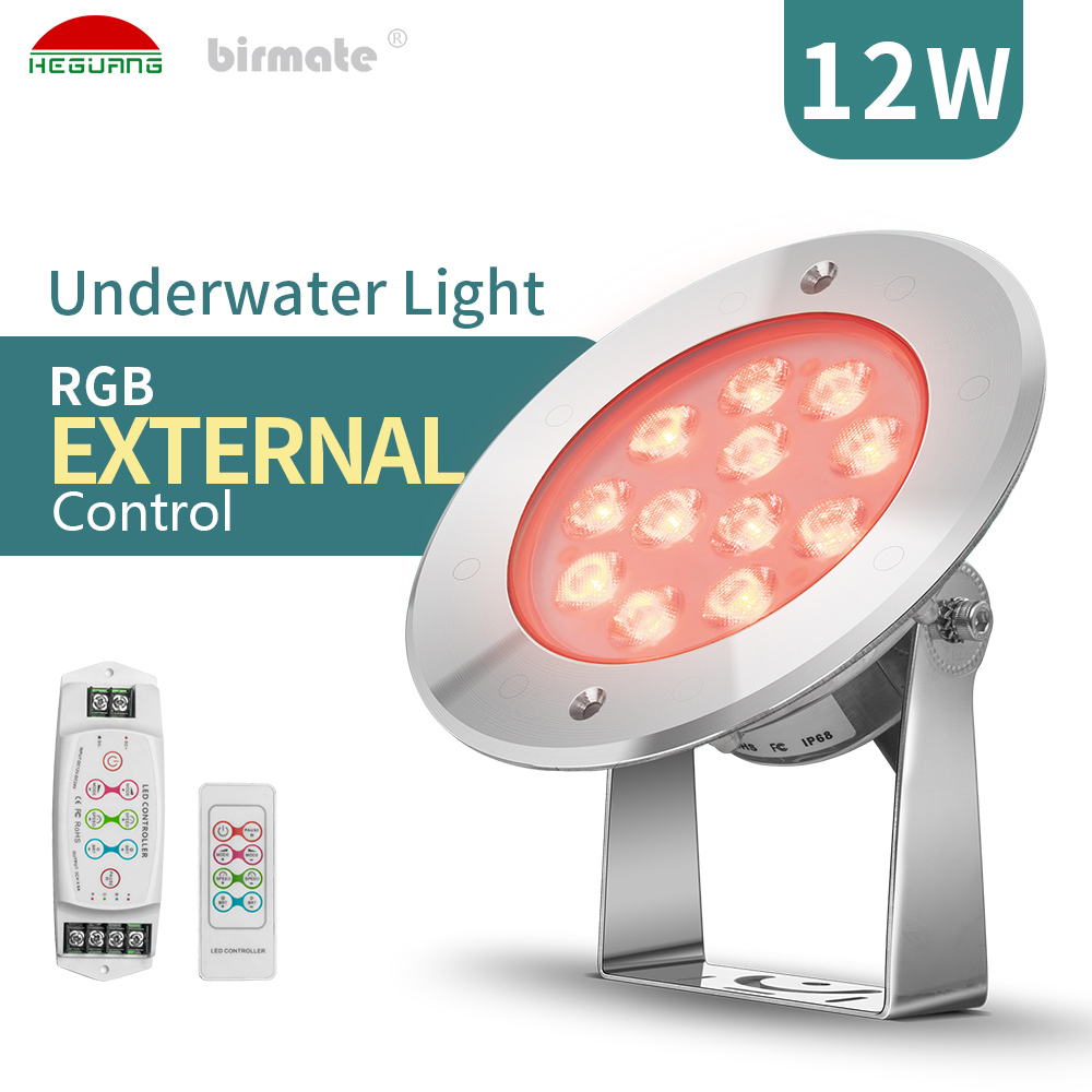 12w SS316L IP68 Structure Waterproof RGB External Controller Swimming Pool Light
