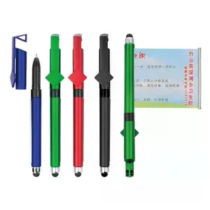 3 in 1 Stylus kalem ile telefon standı/çekme kağıt bayrak afiş kalem/reklam geri çekilebilir tükenmez kalemler