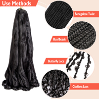 Extensions de cheveux synthétiques Originea French Curl - Trame simple, ondulées soyeuses, pré-étirées, durables pour queue de cheval et tresses, haute résistance au feu