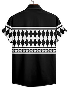 Chemise boutonnée à manches courtes ODM noir et blanc à carreaux pour <span class=keywords><strong>homme</strong></span>, motif vichy intemporel pour le bureau ou le week-end - Product Image 5