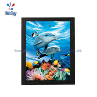 Affiche animale 3D lenticulaire personnalisée à effet de bascule, Art mural 3D 30*40, Film animé 3D haute définition en PET pour la décoration intérieure, Vente en gros