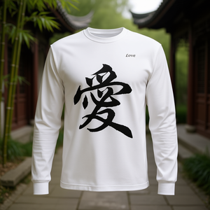เสื้อยืดแขนยาวลายตัวอักษรจีน "ความรัก" - Product Image 2