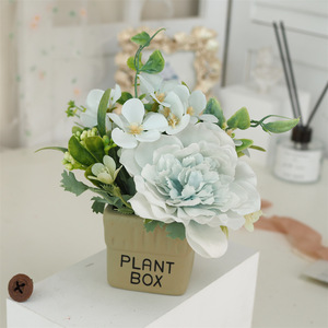 Mountain Camellia Rose Retro Ceramic Artificial Flower Mini Potted Bonsai Set Home Decor Craft Art <b>Ornament</b> For Indoor Display - Product Image 2