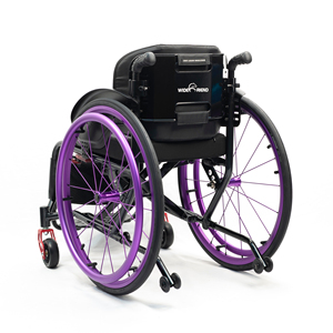 Silla de ruedas deportiva Widefriend WI5803, ligera, de aluminio, manual, plegable, con respaldo rígido, diseño transpirable, roja y morada, con barra de empuje en forma de D, silla de ruedas activa. - Product Image 2