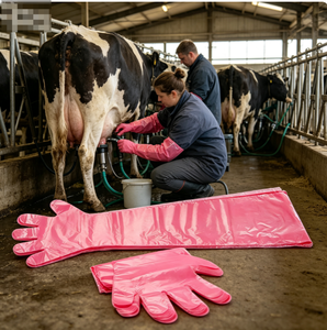 Guantes Desechables Veterinarios para Examen Animal, Guantes <span class=keywords><strong>de</strong></span> Polietileno <span class=keywords><strong>de</strong></span> Manga Larga para Examen Animal, Suministros Veterinarios para Granjas - Product Image 2