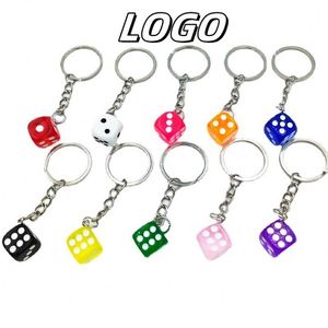 X48 Fanhua Keychain Simulation Color Dice <b>Key</b> Chain Resin Solid Color Three-dimensional Mini Pendant Accessories Dice Keychain - Product Image 1