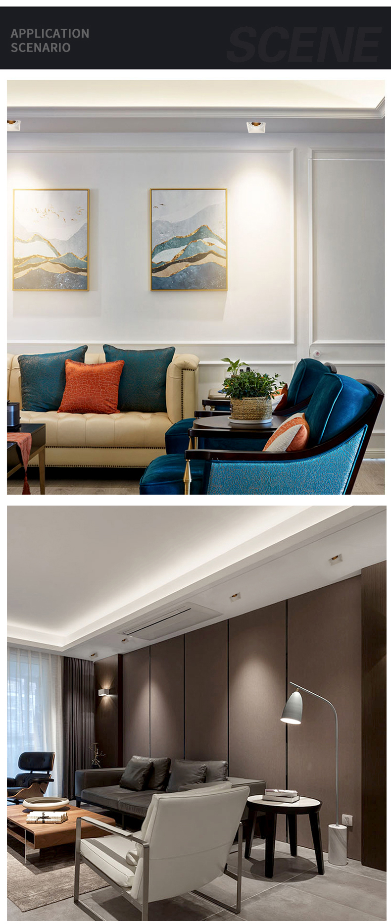 GU5.3 125mm Anti Glare Spotlights Adjustable Trimless Square Recessed Lighting