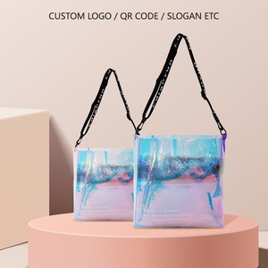 Groothandel Nieuwe Pvc Schouder Herbruikbare Tas Logo Aangepaste Jelly Kleur Transparant Met Afdrukken Webbing Verpakking Tas - Product Image 3