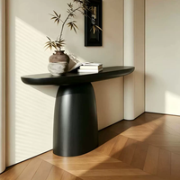 Table console de style moderne artistique pour la maison, avec plateau ovale et base en bois massif, pour le hall d'entrée, le couloir, le salon