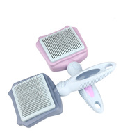 Peigne en plastique pour animaux de compagnie (chiens et chats) - Outil de toilettage et de nettoyage à activation par bouton, autonettoyant, démêlant et anti-poils morts