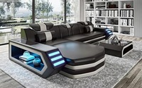 Canapé d'angle moderne en cuir LED futuriste, très vendu, pour salon, ensemble de meubles en cuir véritable de haute qualité