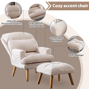 Hiện Đại Có Thể Điều Chỉnh Giữa Thế Kỷ Đồ Nội Thất Phòng Khách Nhung Vải Cánh Tay Giọng Phòng Chờ Ghế Bằng Gỗ Với Ottoman Cho Phòng Ngủ Bán - Product Image 3