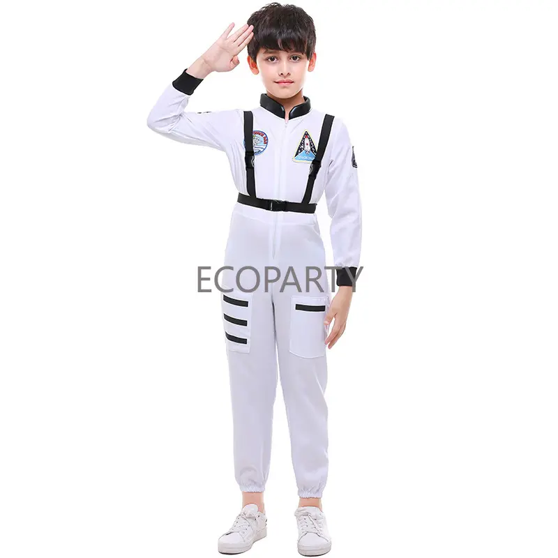 Costume astronaute orange pour enfants combinaison spatiale pour Halloween garçons filles bambin semblant de jeu de rôle habiller 3 ensembles de pièces