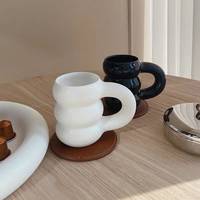 Tasse nordique en céramique ondulée Super Cool, tasse à café potelée en forme de calebasse, tasses à thé Design ondulé avec grande poignée