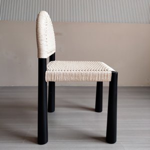 <span class=keywords><strong>Chaise</strong></span> de salle à manger design en abaca en bois moderne <span class=keywords><strong>noire</strong></span> chaises d'événement de fête de mariage <span class=keywords><strong>chaise</strong></span> à dossier tressé - Product Image 2
