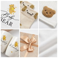 Juego de Regalo de Lujo para Bebé Recién Nacido, 5 Piezas, Tema de Osito, Mameluco, Gorro, Calcetines, Taza, con Caja de Regalo para Baby Shower