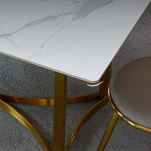 Puruo NUOVO Tavolo da Pranzo di Lusso per 6-8 Persone con Base in Acciaio Dorato Spazzolato e Piano in Marmo - Product Image 5