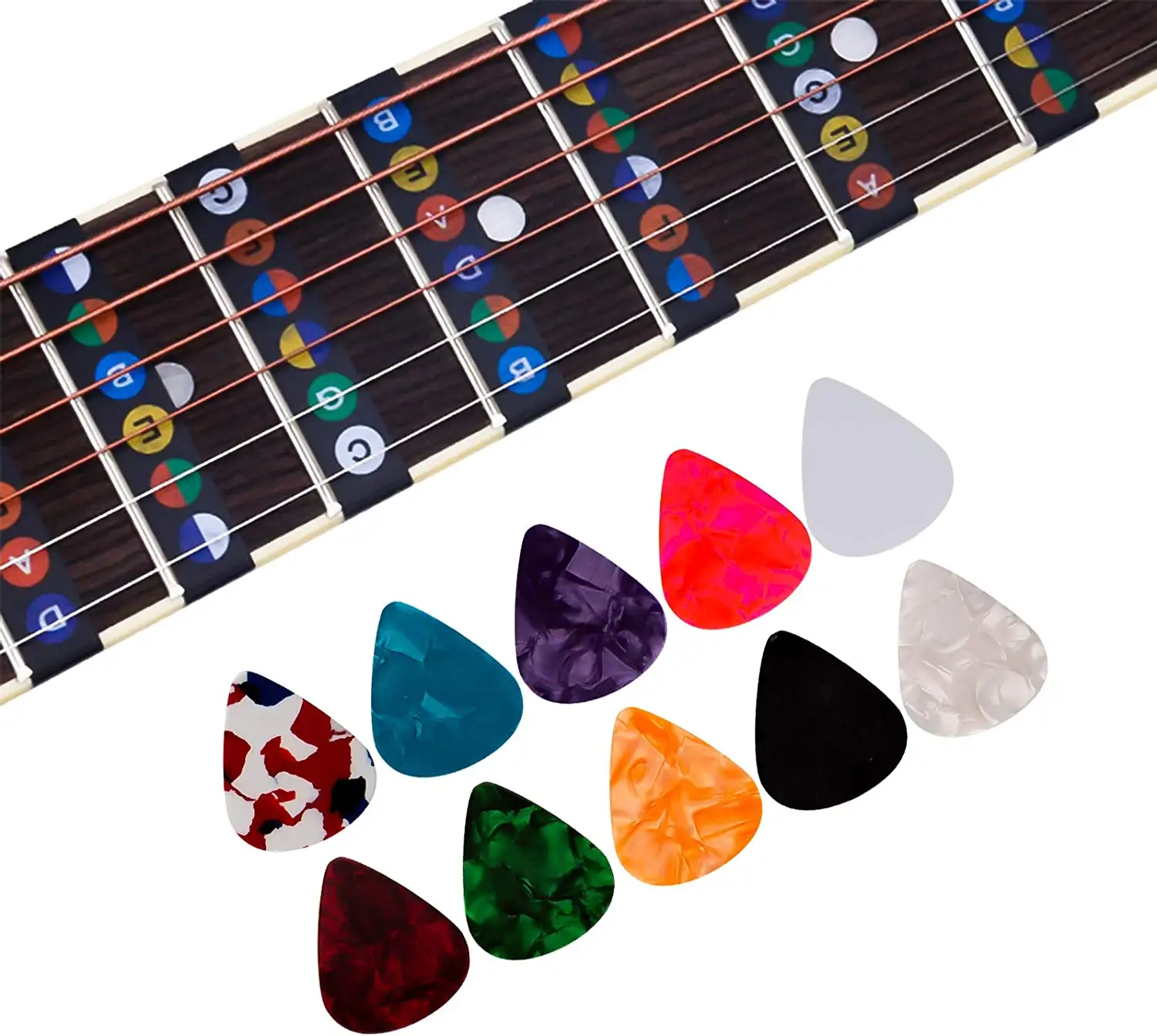 Guitar Fretboard Stickers Colorful Fingerboard Sticker Note Decals for 6 String Acoustic Electric Guitars Beginners Practice