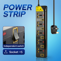 Multiprise UK 13A avec interrupteurs indépendants, noire, ports USB Type-C en option