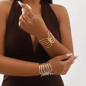 Wholesale Punk Style Exaggerated Wide Wrapped <b>Cuff</b> <b>Bracelet</b> for Women - Hollow Design <b>Cuff</b> <b>Bracelet</b> - Product Image 3