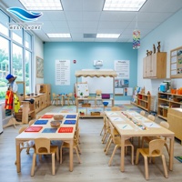 Ensemble de meubles de maternelle en bois, table et chaise pour enfants, armoire de rangement pour garderie, environnement d'apprentissage préscolaire