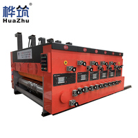 Machine d'impression, de rainurage et de découpe automatique HUAZHU modèle 1224 à quatre couleurs à encre aqueuse pour usine d'emballage en carton ondulé